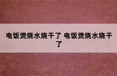 电饭煲烧水烧干了 电饭煲烧水烧干了